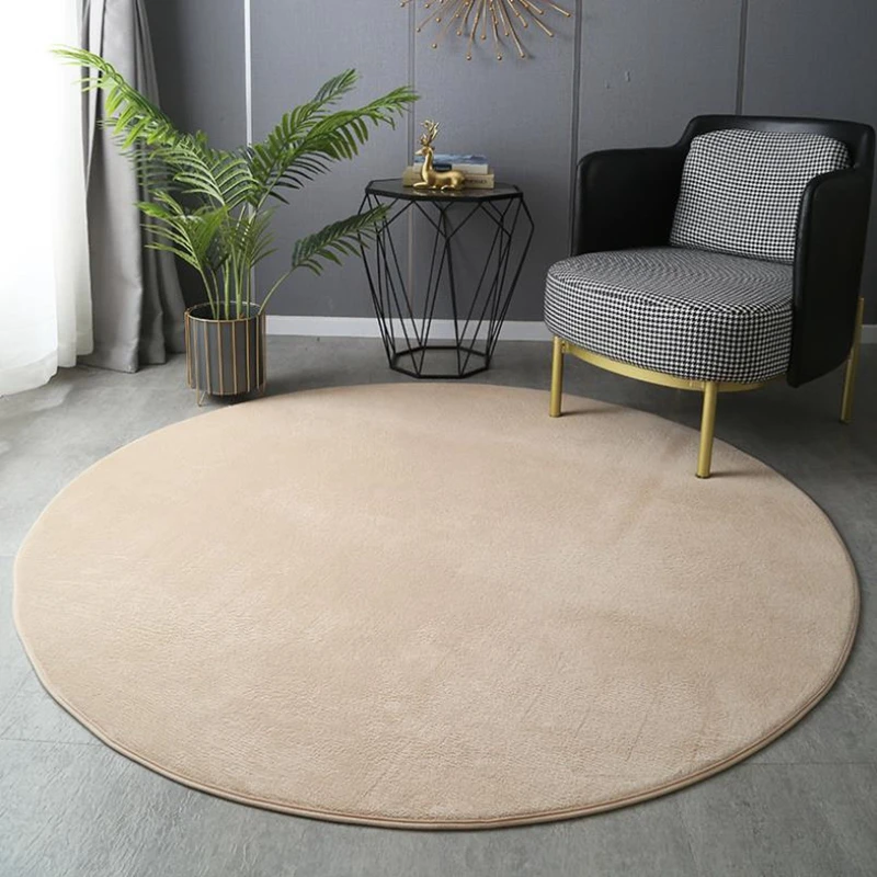 Gray Coral Velvet Carpet Round For Home Living Room Coffee Table Floor Rug Short Plush Foot Mat Children's Play Crawling Carpets