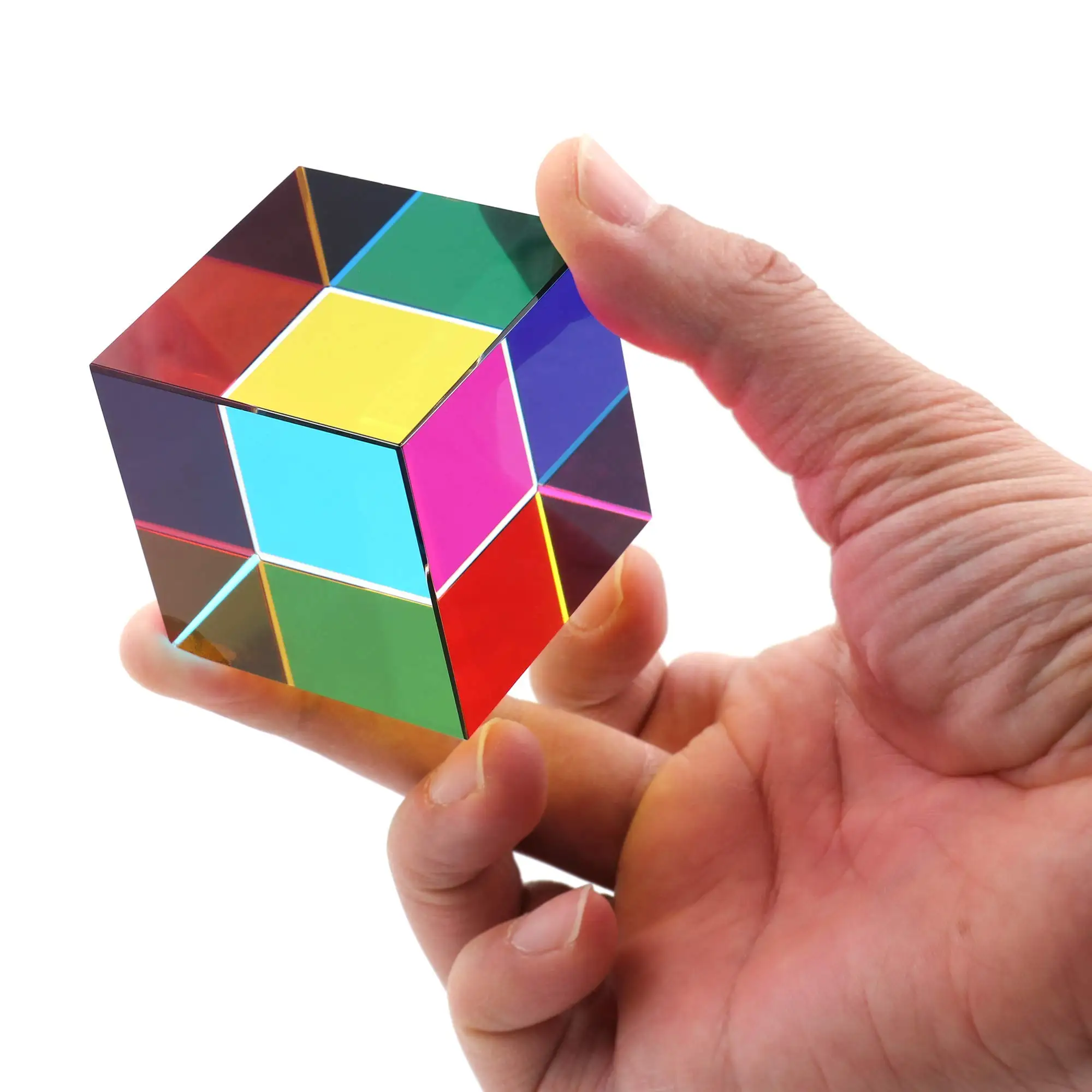 40mm (1.57 Inches) Color Cube Prism Three Primary Colors Popular Science Optical Color Experiment Toys Home Color Neocubes Toy