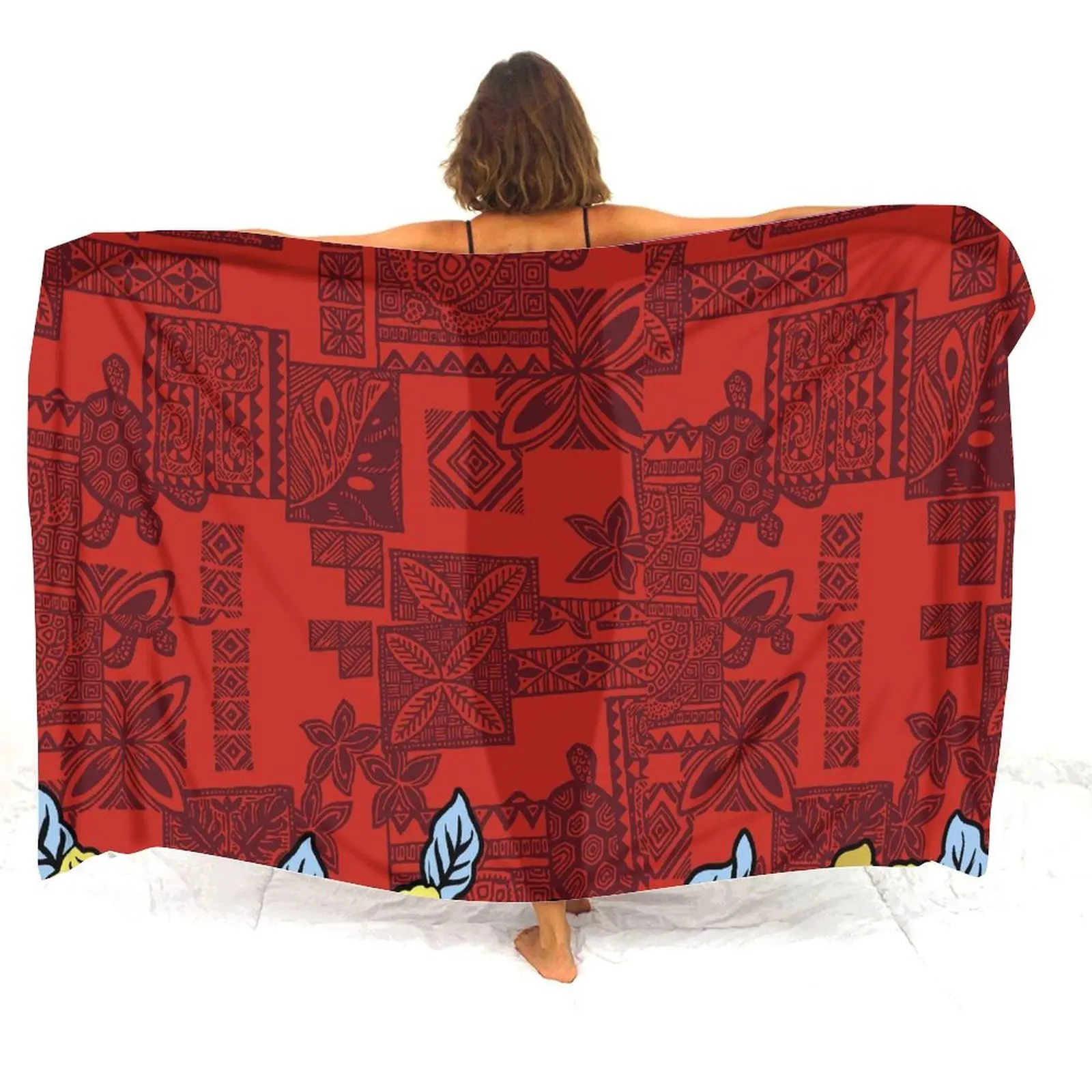 Anpassbarer Polynesian Horizon Sarong Damen Sonnenuntergang Farbverlauf Schalrock Leichter Seaside Escape