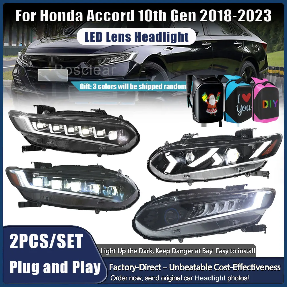 Front Head Lamp for Honda Accord LED Headlamp 10th Gen 2018-2023 Headlights Accord DRL Turn Signal High Beam Angel Eye Projector