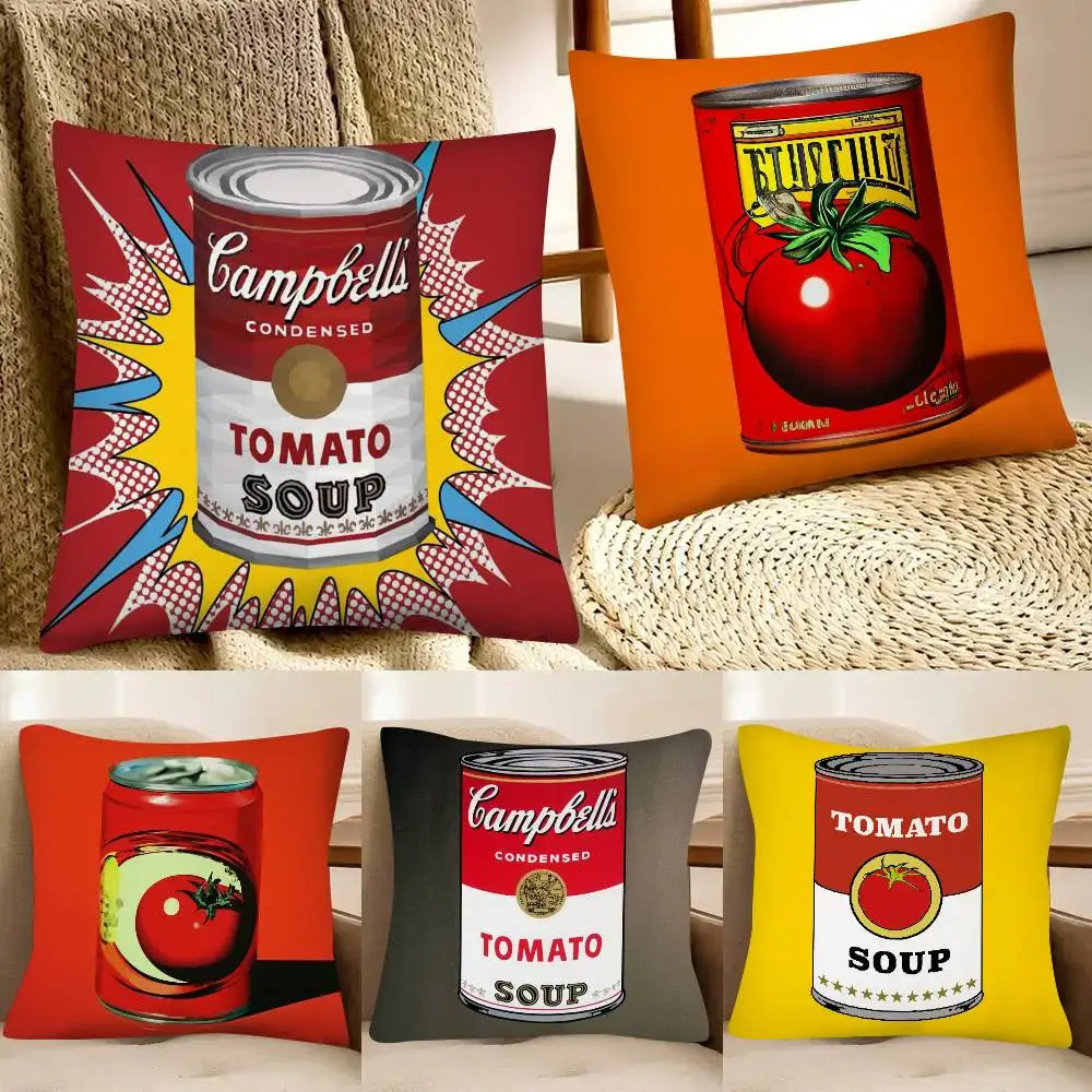 1pc Andy Warhol Pop Art Tomato Soup Pillow Case Fashion Square Pillowcase Bedroom Sofa Room Ins Decoration Leisure