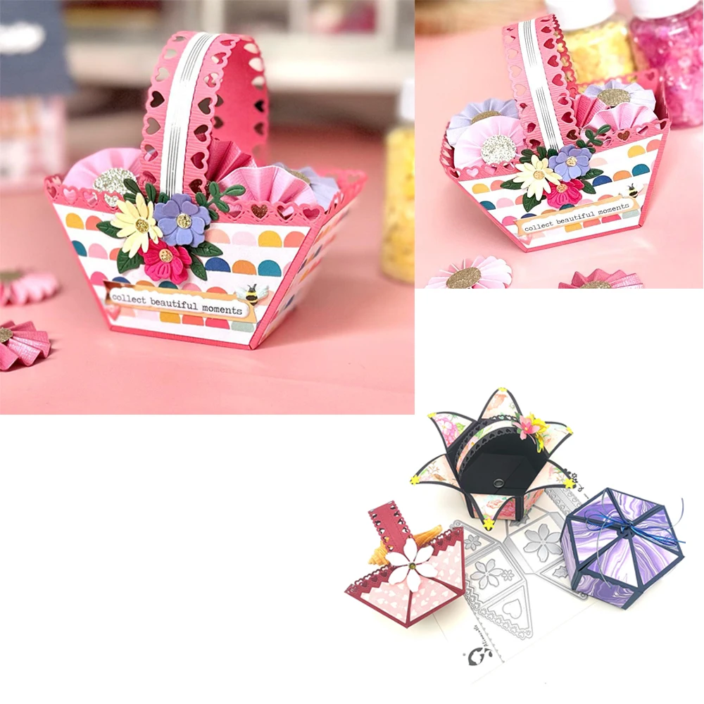 

Alinacutle Metal Cutting Dies Cut Cute Basket Gift Box Scrapbooking Paper Craft Handmade Album Card Punch Art Knife Dies