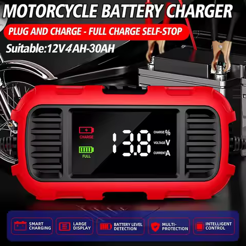 12V 2A Car Battery Charger Digital Display Motorcycle Battery Charger Fully Automatic Battery Charger for Car Truck Battery