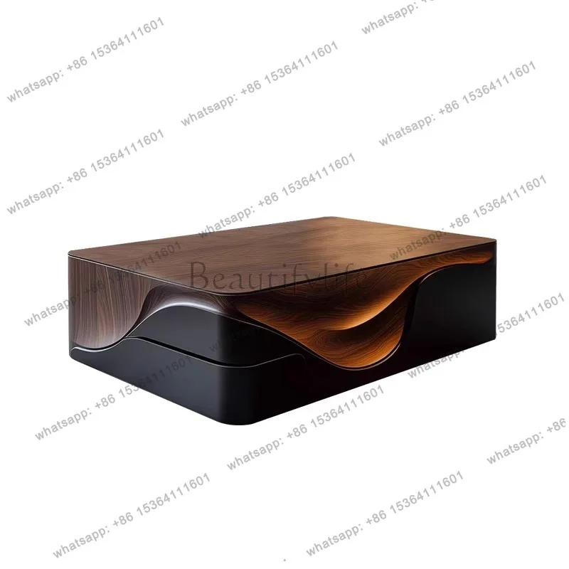 Nordic art coffee table solid wood square tea table high-end small living room home