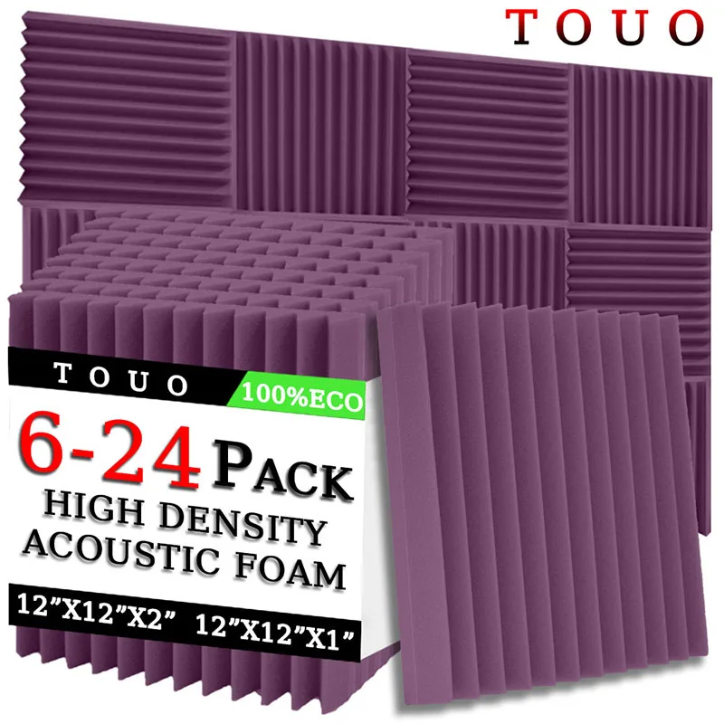 

TOUO 6/12/24 Pcs Acoustic Foam Panels Music Studio Sound Foam Home Accessories Noise Insulation Foams Ktv Wall Panel Isolation