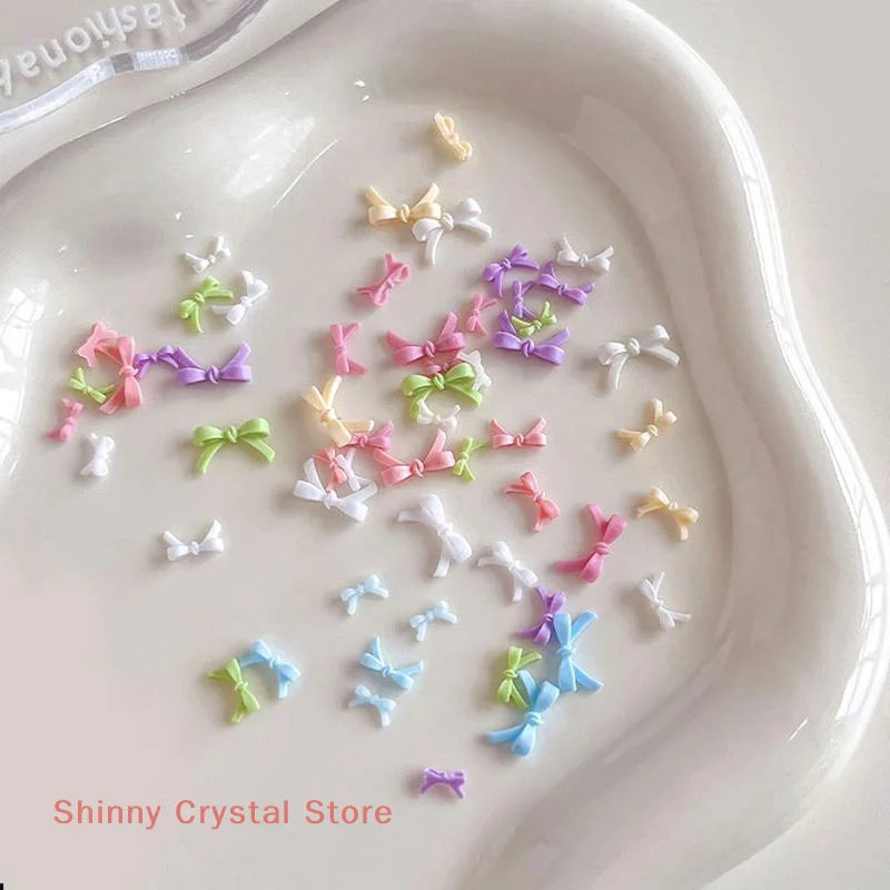 50 pçs arco colorido peças da arte do prego encantos em massa brilhante mini fita de resina strass do prego diy verão acessórios decoração da arte do prego