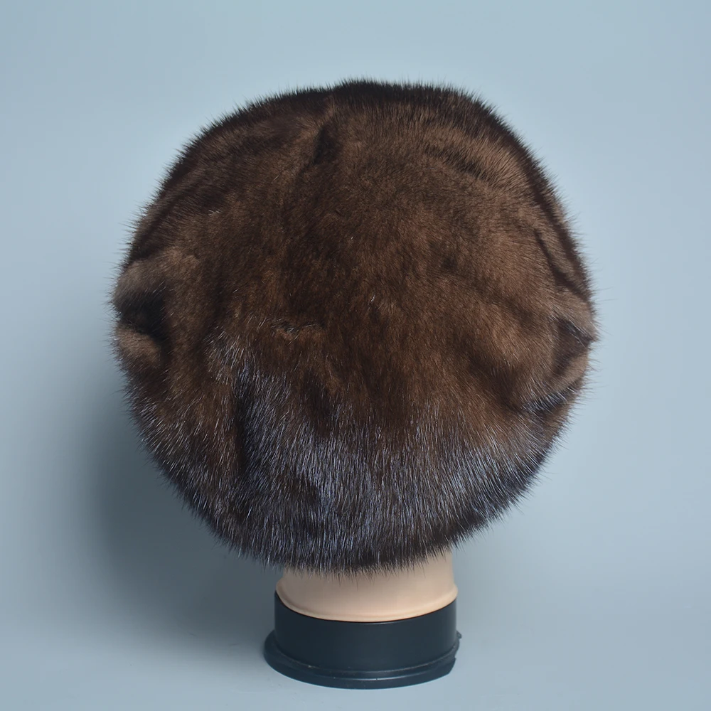 Fashion Mink Fur Cap For Women Real Natural Whole Fur Hat Top Accessories Warm In Russian Winter Fur Hats For Lady