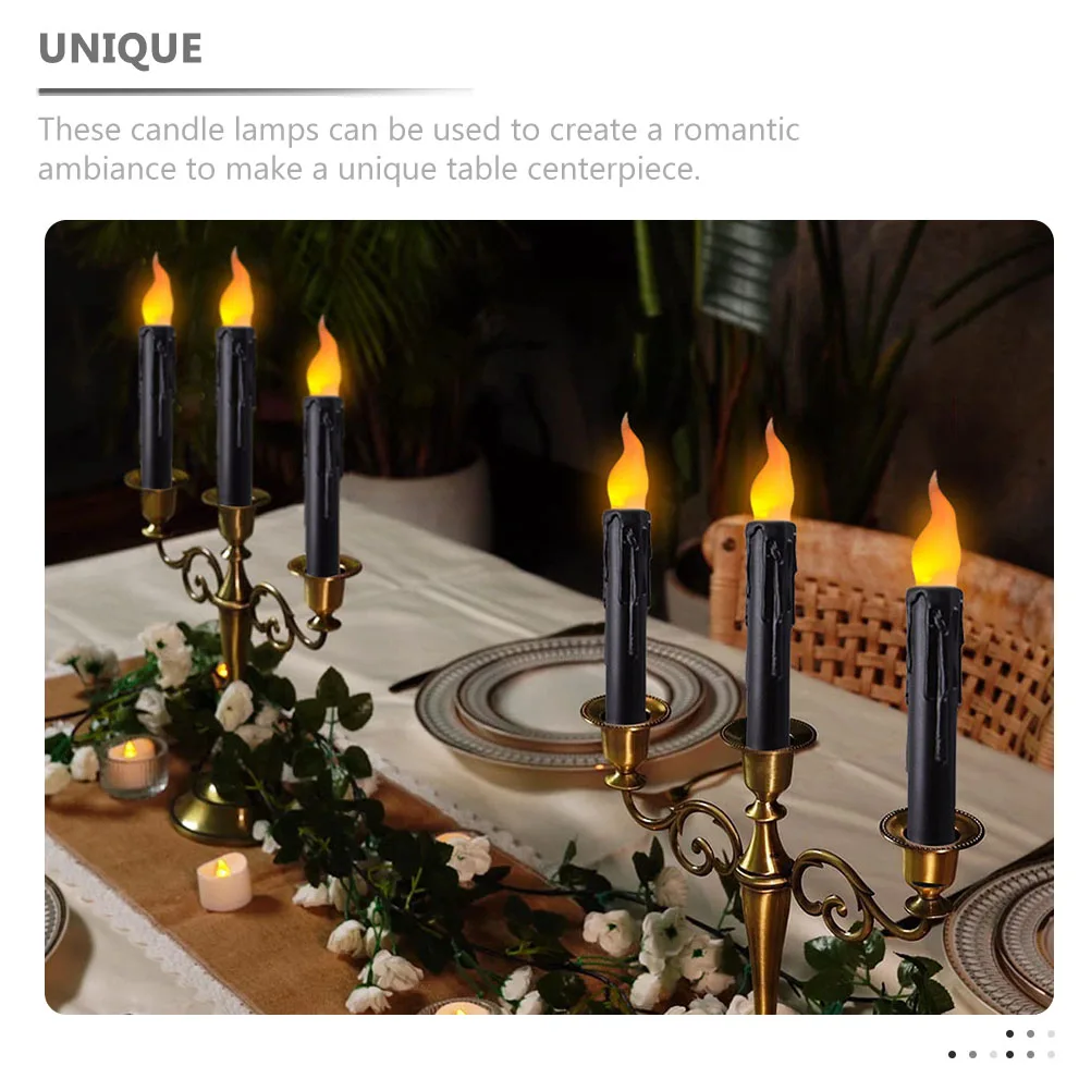 

6Pcs LED Electronic Candles Flameless Taper Candlesticks Romantic Party Decor Flameless Taper Candles LED Candlesticks