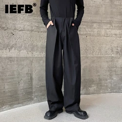 IEFB-Pantalones informales holgados para hombre, pantalón plisado de doble cintura, diseño de nicho, tendencia coreana, pierna recta, novedad de otoño, 9C2189