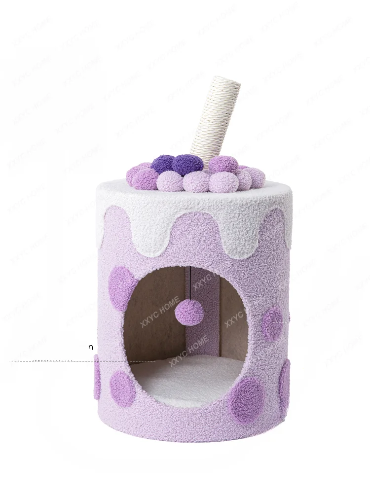 Honey Pot Cat Cat Climbing Rack Cat Nest Cat Tree Integrated Warm Cotton Nest Taro Mud Milk Tea Bucket Cat Nest