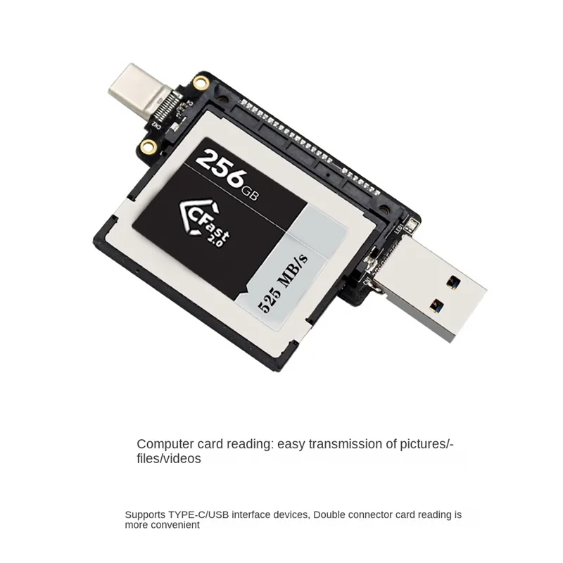 New CFast USB 3.1 Type A+C Card Reader 10Gbps Fast Card Reader Portable Aluminum CFast Memory Card Adapter