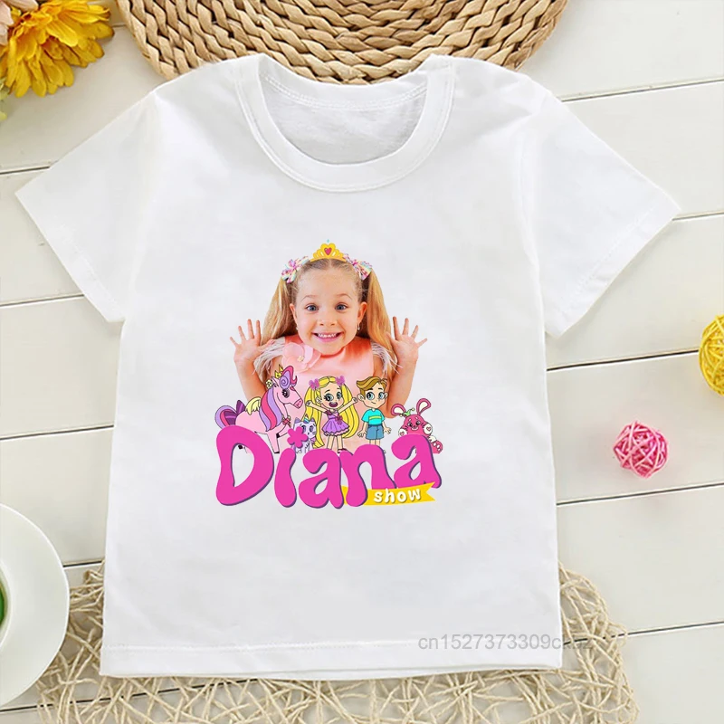 Children\'S Tshirts Newly Girls T-Shirt Cute The Kids Diana And Roma Show Print Summer Fashion Girls Clothes Tops