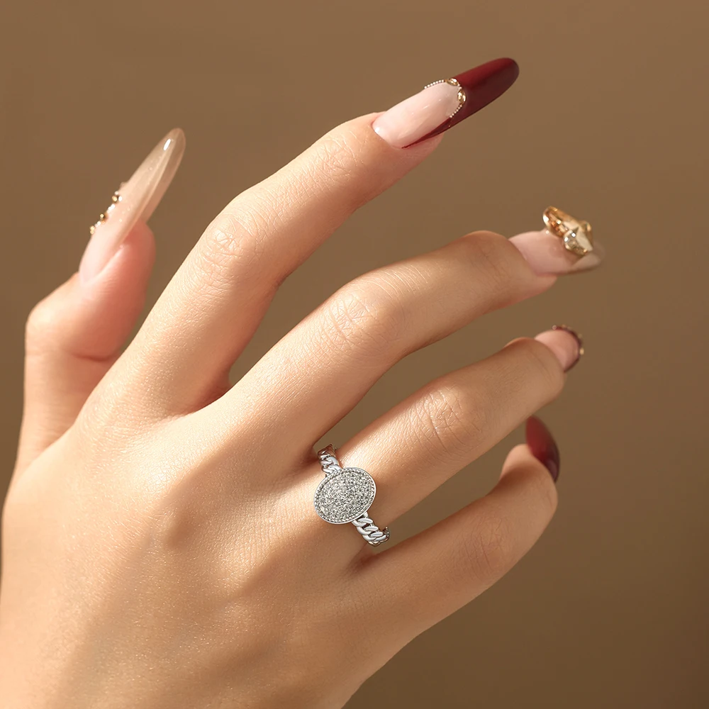 Personalized Moissanite Cuban Link Ring for Couples