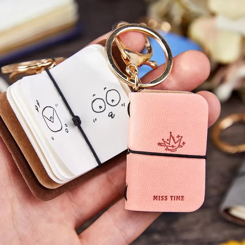 Portable PU Journal Keychain Daily Planner Soft Leather Backpack Charm Notebook Compact Pocket-Sized Mini Portable Diary