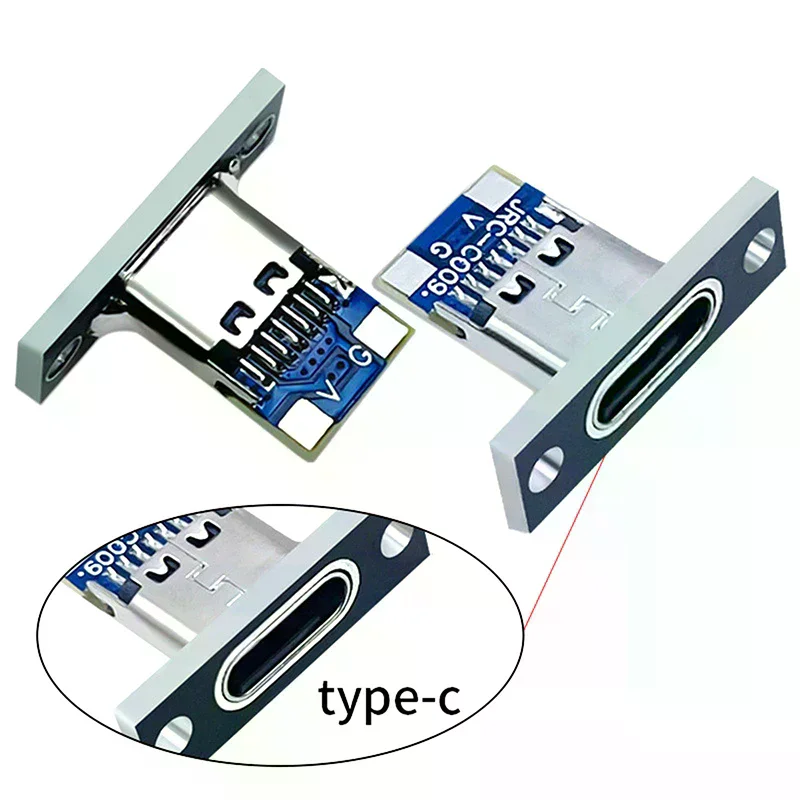 5Pcs USB 3.1 Type C Socket With Screw Fixing Plate Type-C USB Jack 3.1 Type-C 2Pin 4Pin Female Connector Jack Charging Port