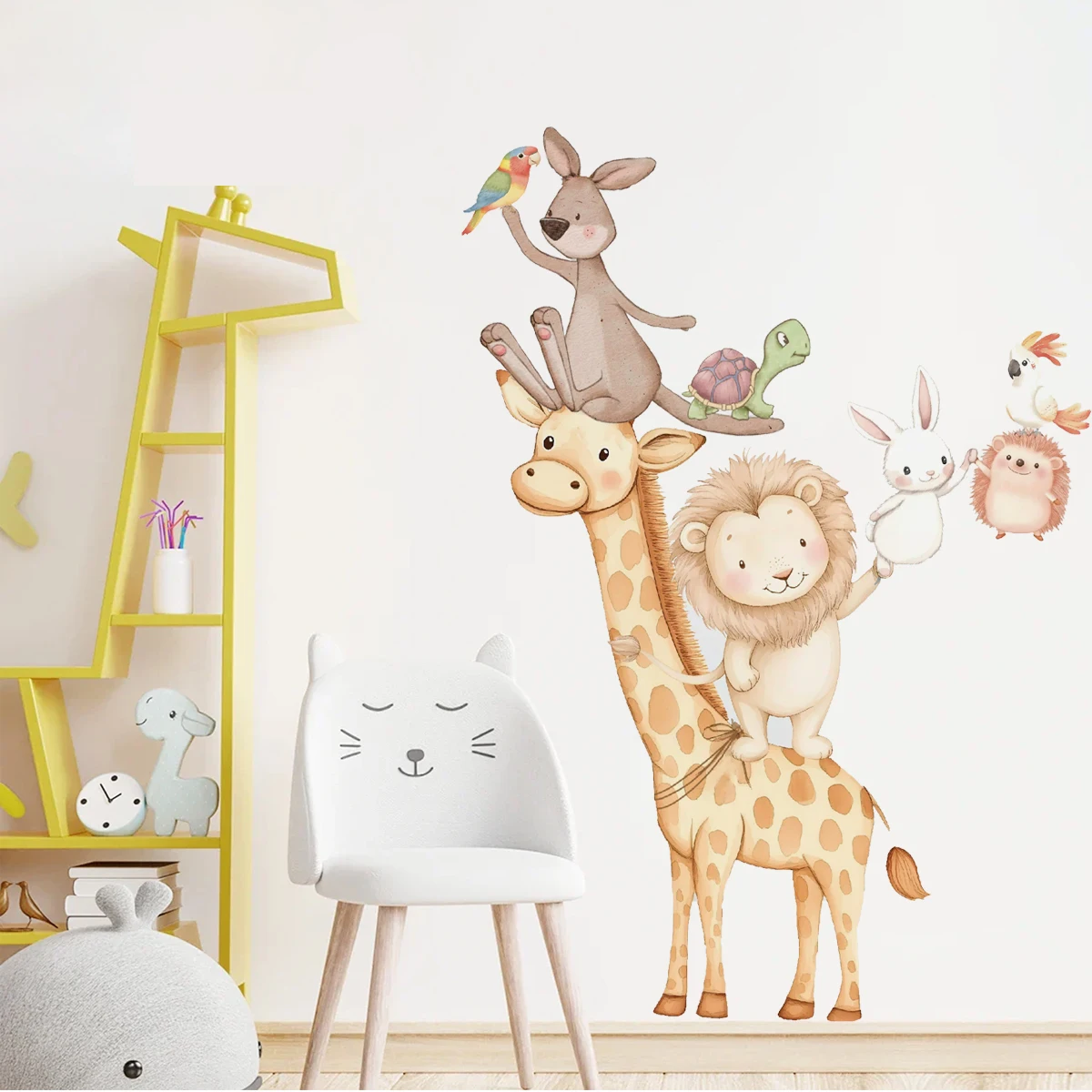 الكرتون لعوب شركاء الحيوان التراص الجدار ملصق الحضانة غرفة الطفل الفن ملصق حائط من الفينيل غرفة الاطفال غرفة نوم المعيشة ديكور المنزل