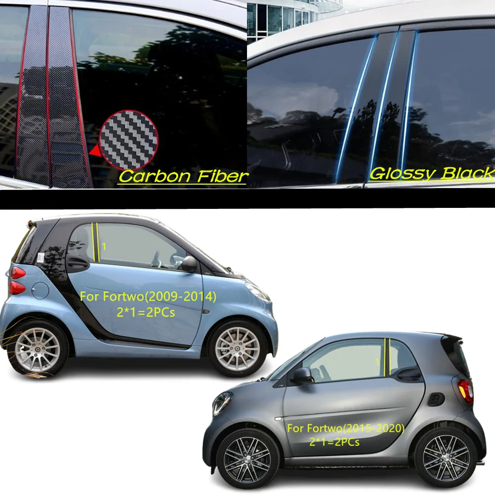 Car PC Material Pillar Post Cover Door Trim Window Molding Sticker Plate Accessories For Benz Smart Fortwo 2009-2014 2015-2020