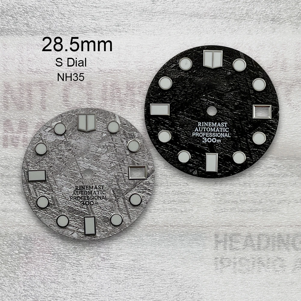 

28.5mm S Logo Meteorite Dial Suitable For NH35/NH36 Japanese Movement C3 Strong Green Luminous Watch Modification Accessories