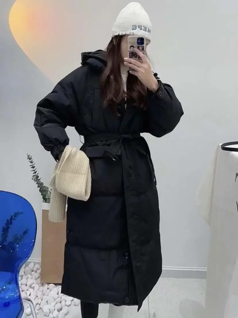 Down Jacket Women's Autumn and Winter Mid Length White Duck Down Fashion Korean Version Thickened Loose Casual Coat