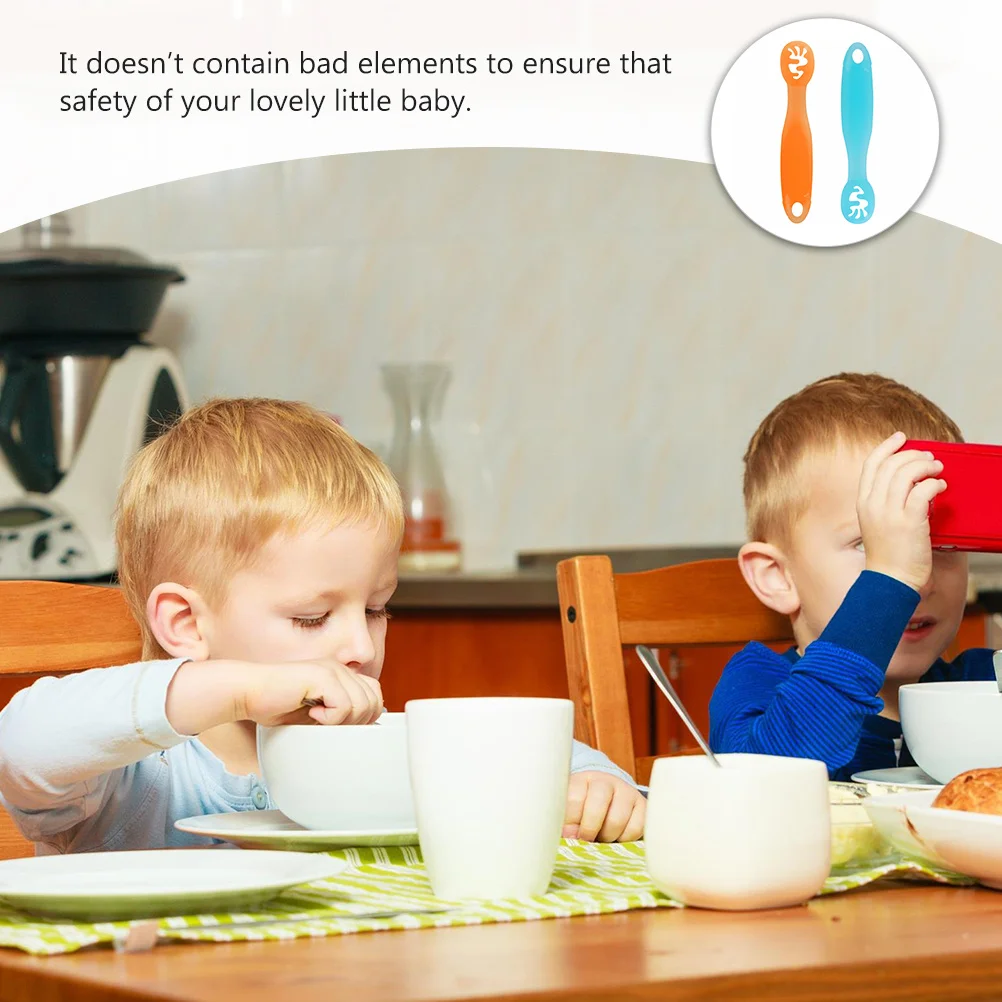 

2Pcs Adorable Baby Dip Spoons Food Grade Quality Long Lasting Toddler Feeding Essentials Baby Dip Spoon Silicone Trainer Spoon