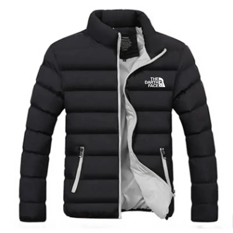 Jaqueta acolchoada com gola Stand masculina, Parker de inverno Fashion Zíper jackets for men luxury corta vento masculino