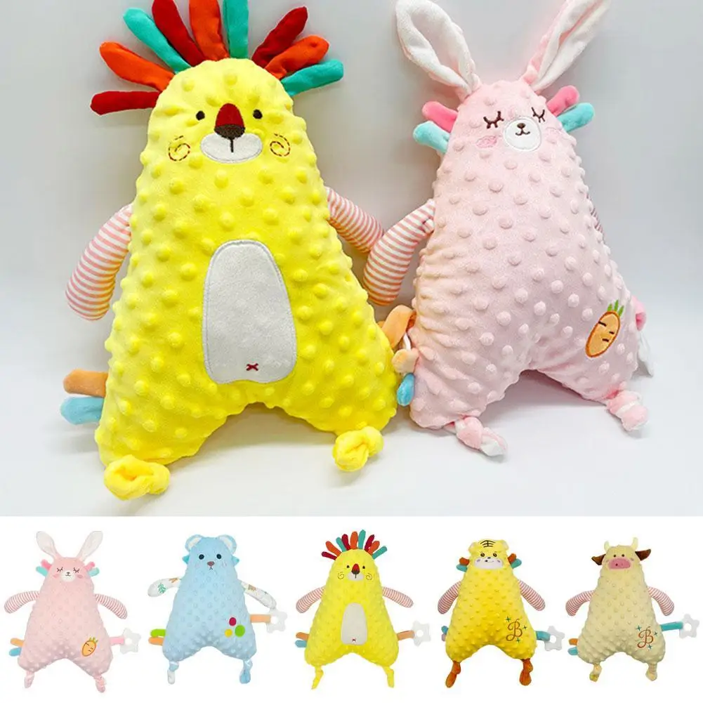 Baby Soft Plush Comforter Short Plush PP Cotton Newborn Sleep Aid Pacifying Doll Cute Hand Puppet Toy For Infants 0-6-12 Months