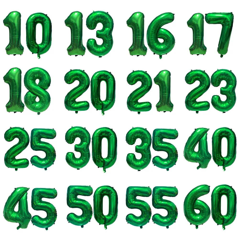 32inch 10th-60th Birthday Party Number Balloon Large Green 10 13 17 18 20 21 25 30 35 40 45 50 55 60 Digital Balloon Party Decor