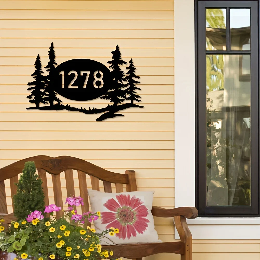 Exclusive Custom Forest - themed Metal Address Sign for Outdoor Wall Decoration with Simple Installation and No Power Necessary