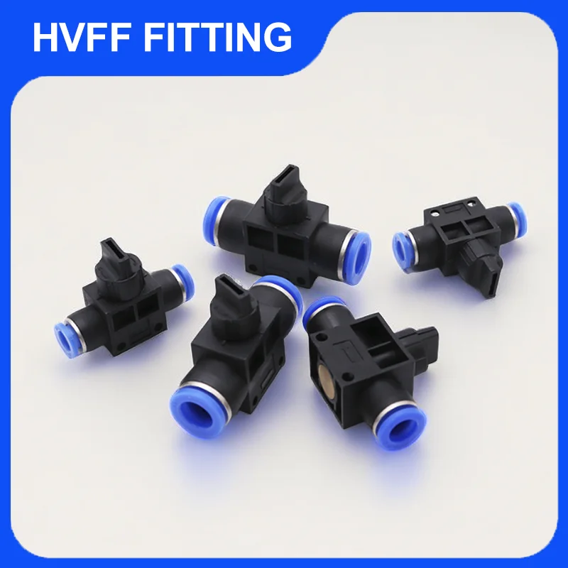 10/20/200Pcs HVFF Pneumatic Fittings Air Hand Valve 4mm 6mm 8mm 10mm 12mm Pneumatic Push in Quick Joint Connector