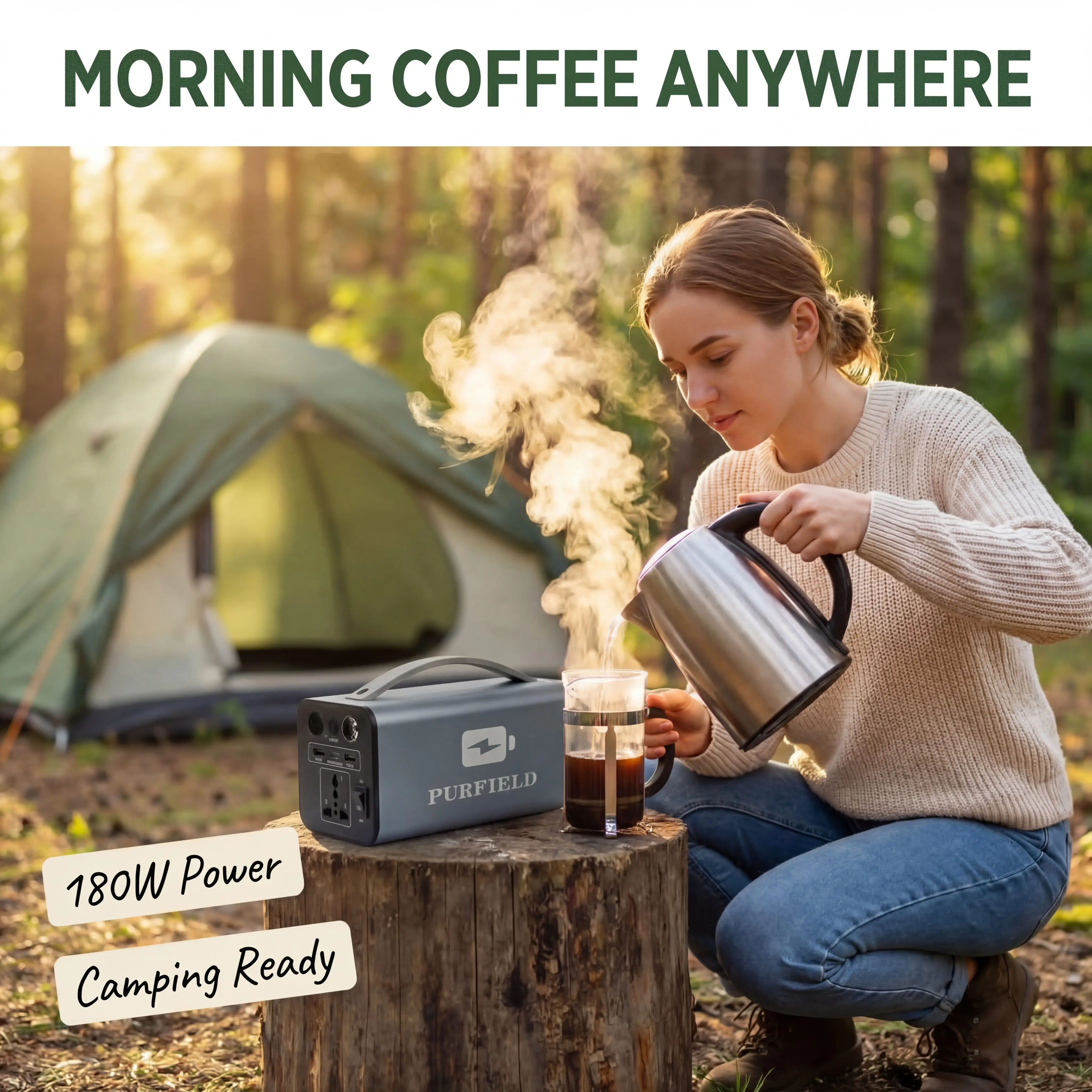 180W Outdoor Power Station 32000mAh 118.4Wh PD65W 110/220V Solar Generator Portable Power Bank For Camping Tent Travel Emergency view 6