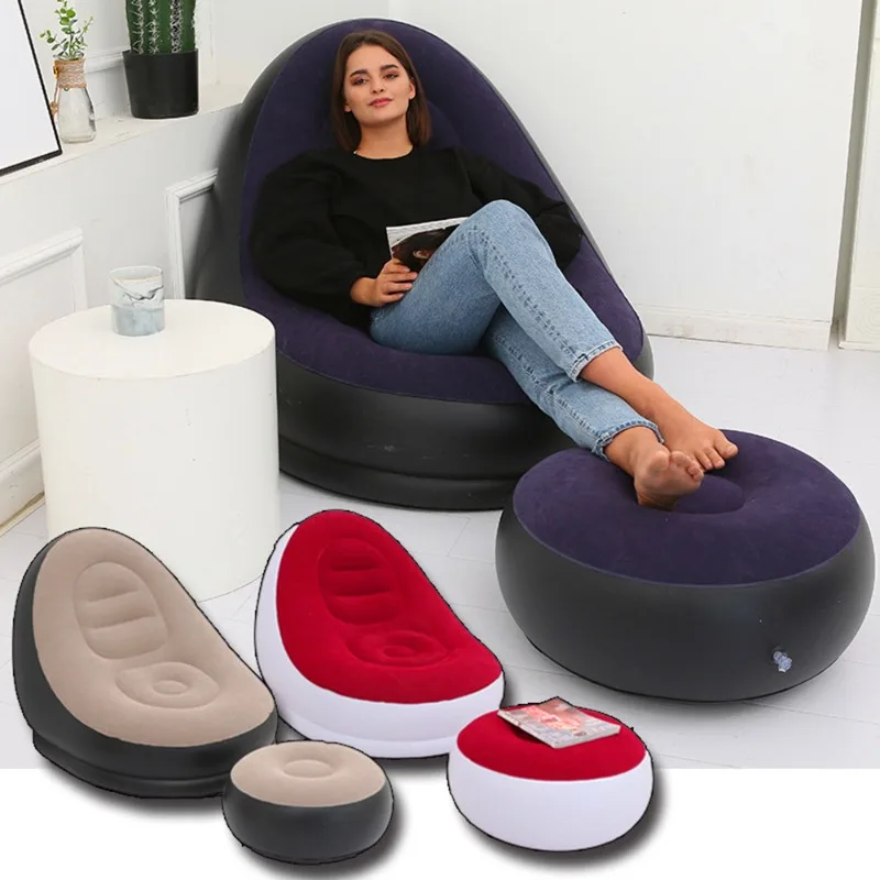 

New thickened flocking inflatable sofa single comfortable sofa nap recliner creative lazy sofa