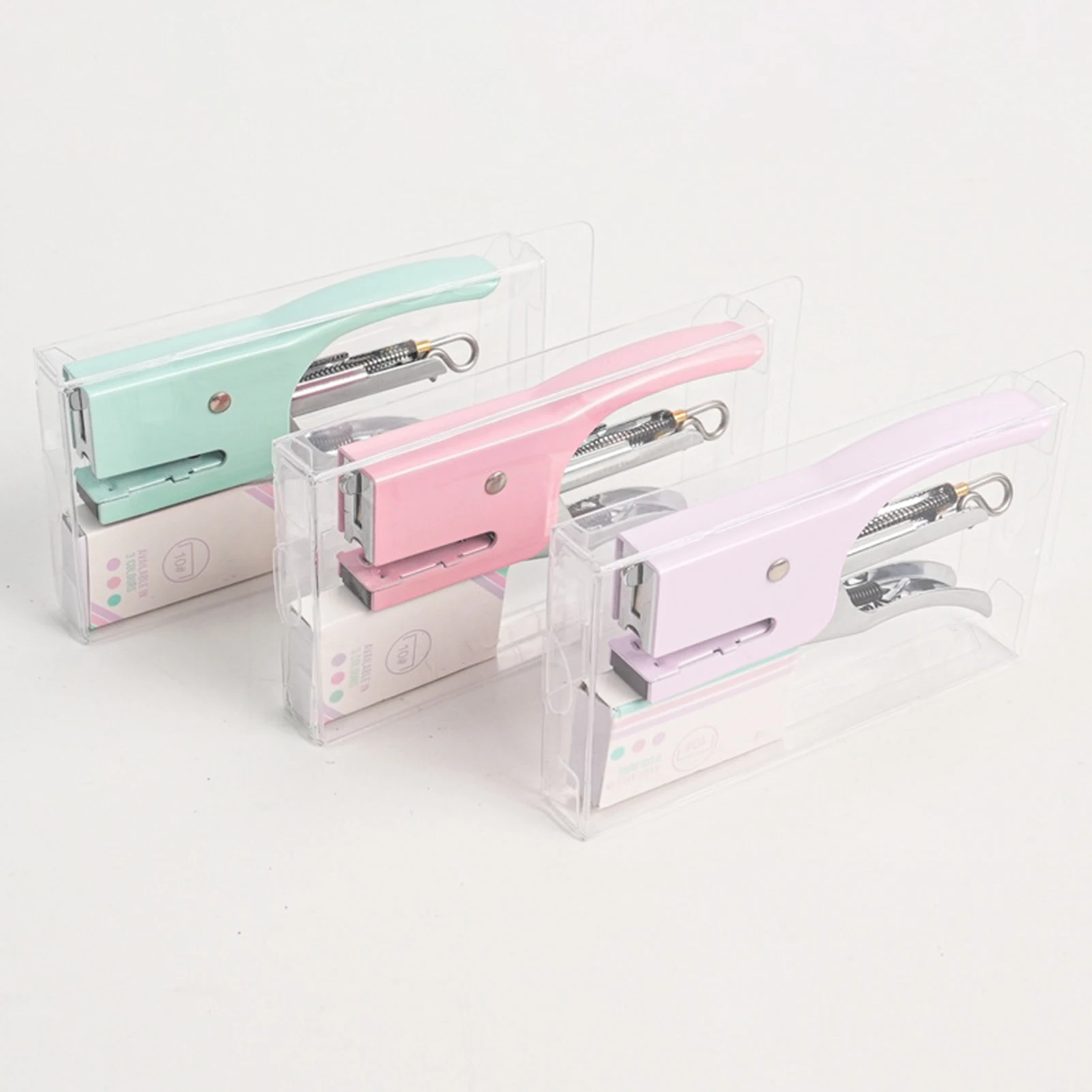 滑り止めベース付きの頑丈なデスクトップホッチキス,透明なホッチキス,省力化,学校用の1本指ホッチキス