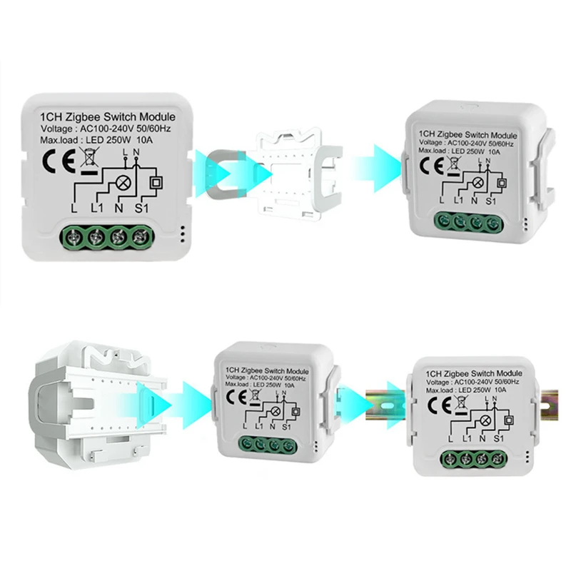 1-4 Gang Tuya ZigBee Smart Switch Module Neutral Wire Required 2 Way Control Mini DIY Breaker for Alexa Google Home Smart Life