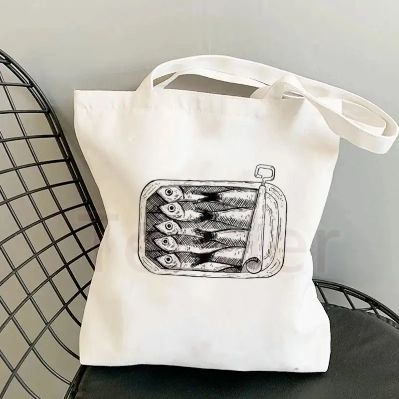 Ladies Sardine Fashion Cosmetic Bags Ladies Handbag Canvas Shoulder Bag Large Capacity Eco Shopping Bags Summer Storage Bag