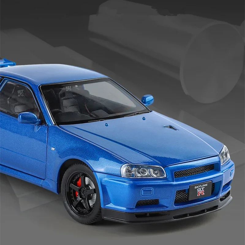 1:24 Nissan Skyline Ares GTR R34 Alloy Sports Car Model Diecasts Metal Racing Car Vehicles Model Sound and Light Kids Toys Gifts