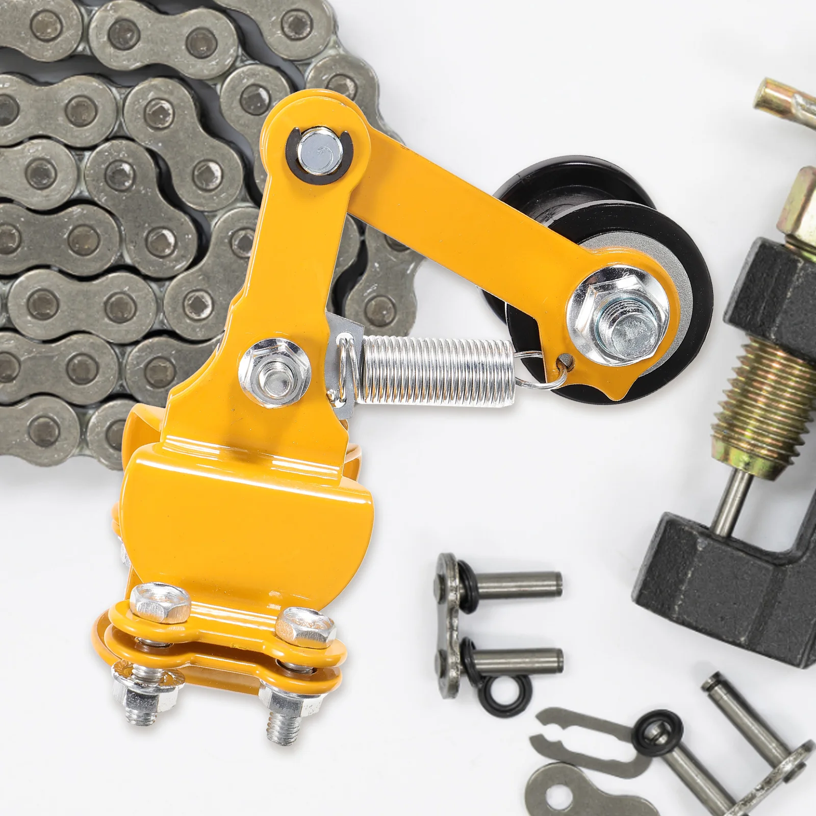 

Yellow Roller Chain Tensioner Gear Fastener for Motorcycle Chains Universal Adjuster Compatible Models Easy Use Practical