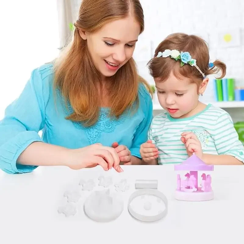 Carousel Resin Epoxy Molds Silicone Kit Merry Go Round Casting Mold for Epoxy Resin DIY Decoration Crafts Desktop Ornament Home