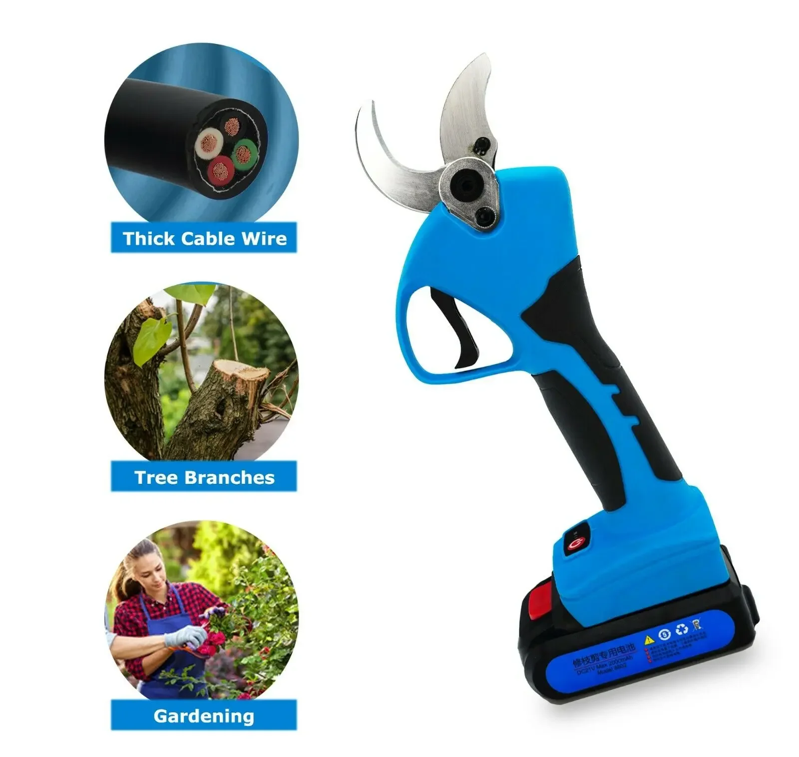 Cordless Rechargeable Electric Shears for Cutting & Pruning (40mm) 1.5 Inch