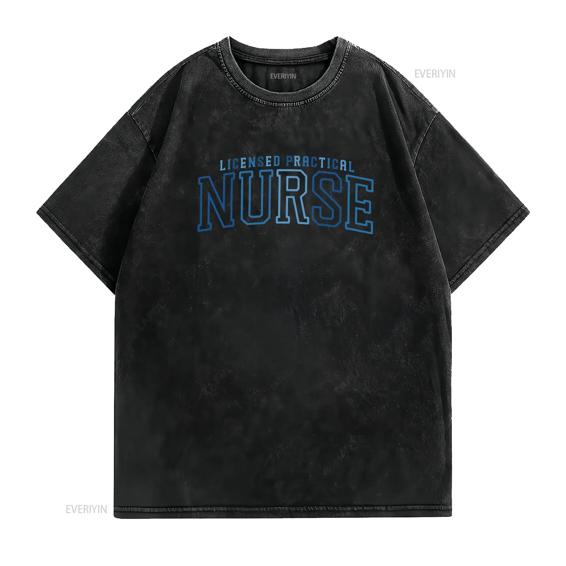 Retro Collegiate Licensed Practical Nurse Print Casual T Shirt vintage Washed Slightly Unisex Stylish homme Versatile Stretched