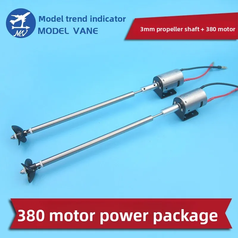 High-speed 380 Motor  3mm Stainless Steel Shaft Three-blade Propeller Assembly Power Kit 2s 7.4v for DIY RC Feeding Boat Models