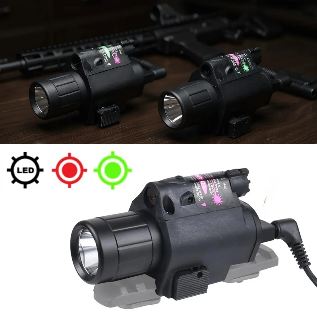 

Tactical Weaponlight Flashlight with Remote Switch Red Dot La-ser Sight Pistol Gun Light for Glock 17 19 / 20mm Rail Hunting