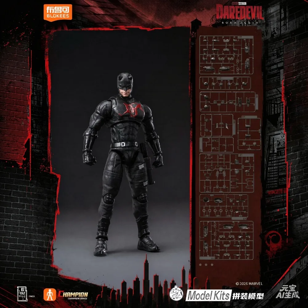 Kit de figurine Daredevil de la classe Champion Blokees, super-héros Marvel, figurine d'action à assembler avec mains interchangeables, jouets de collection, cadeaux