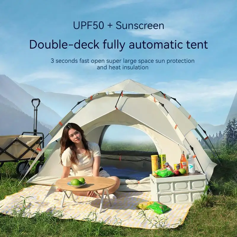 Automatic Quick-opening Tent Outdoor Travel Camping Tent 2-3/3-4 Person Portable Rainproof Sunshine-proof Tent Fishing Hiking