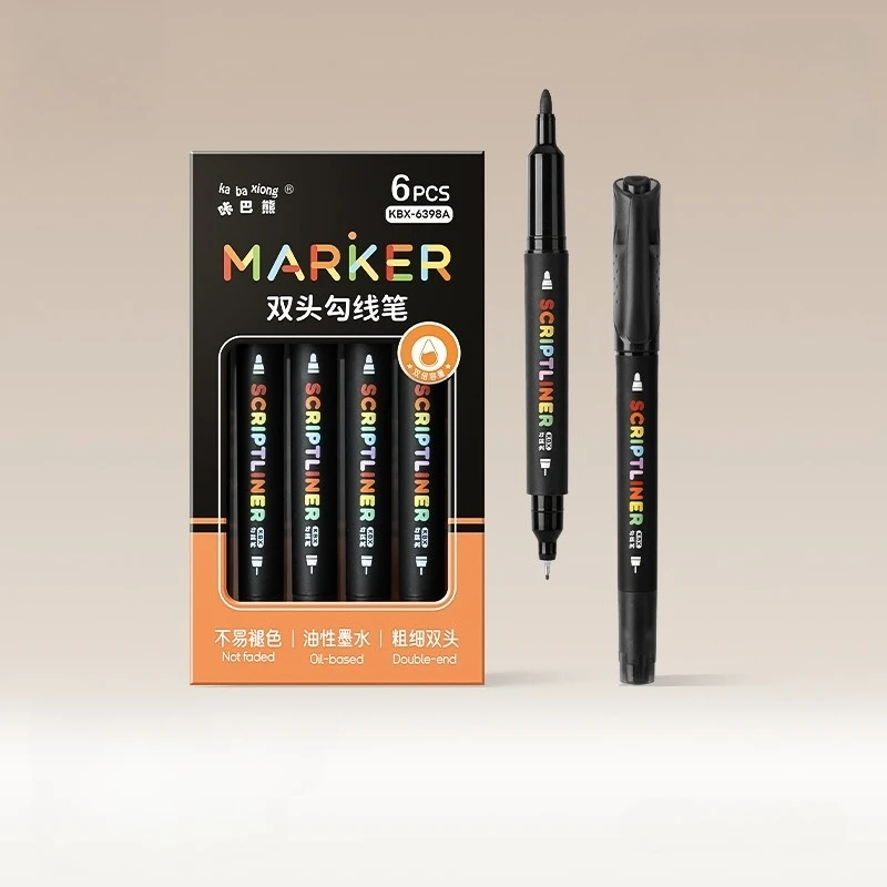 6/12pcs Double-headed Hook Line Marker Pen Quick Drying Not Fading Easily for Drawing Graffiti Writing Sketch Outline