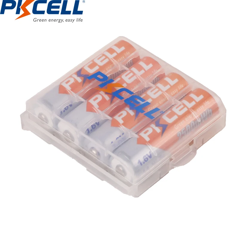 4PC PKCELL 1.6V Ni-Zn AA Rechargeable Batteries AA NIZN Battery camera toys 2A batteries 2500mWhWith 1PC AA Battery Holder Box