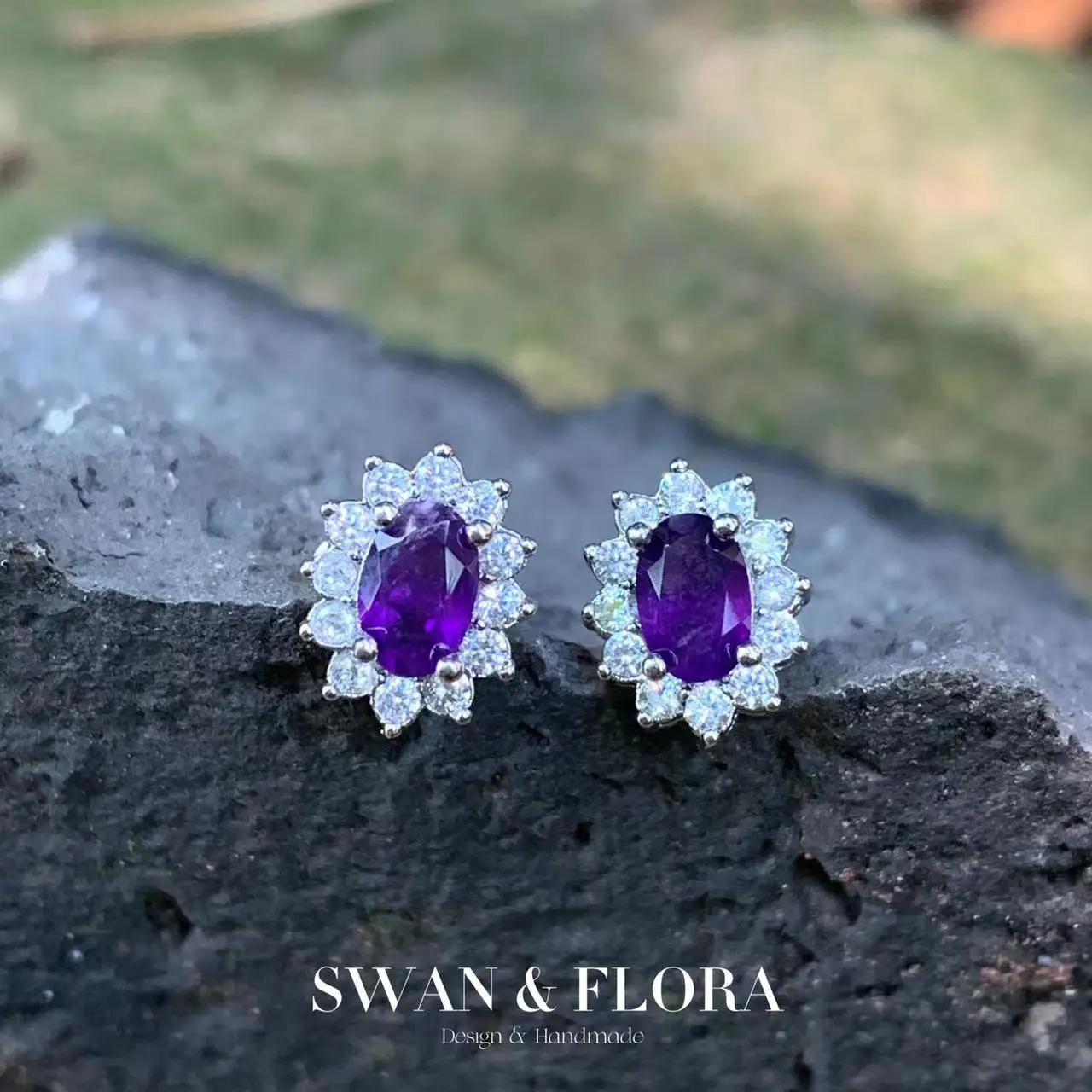 Genuine Natural Blue Topaz 925 Sterling Silver Stud Earrings for women Jewelry Gift 1.4ct Ocean Blue Topaz Oval Pave CZ