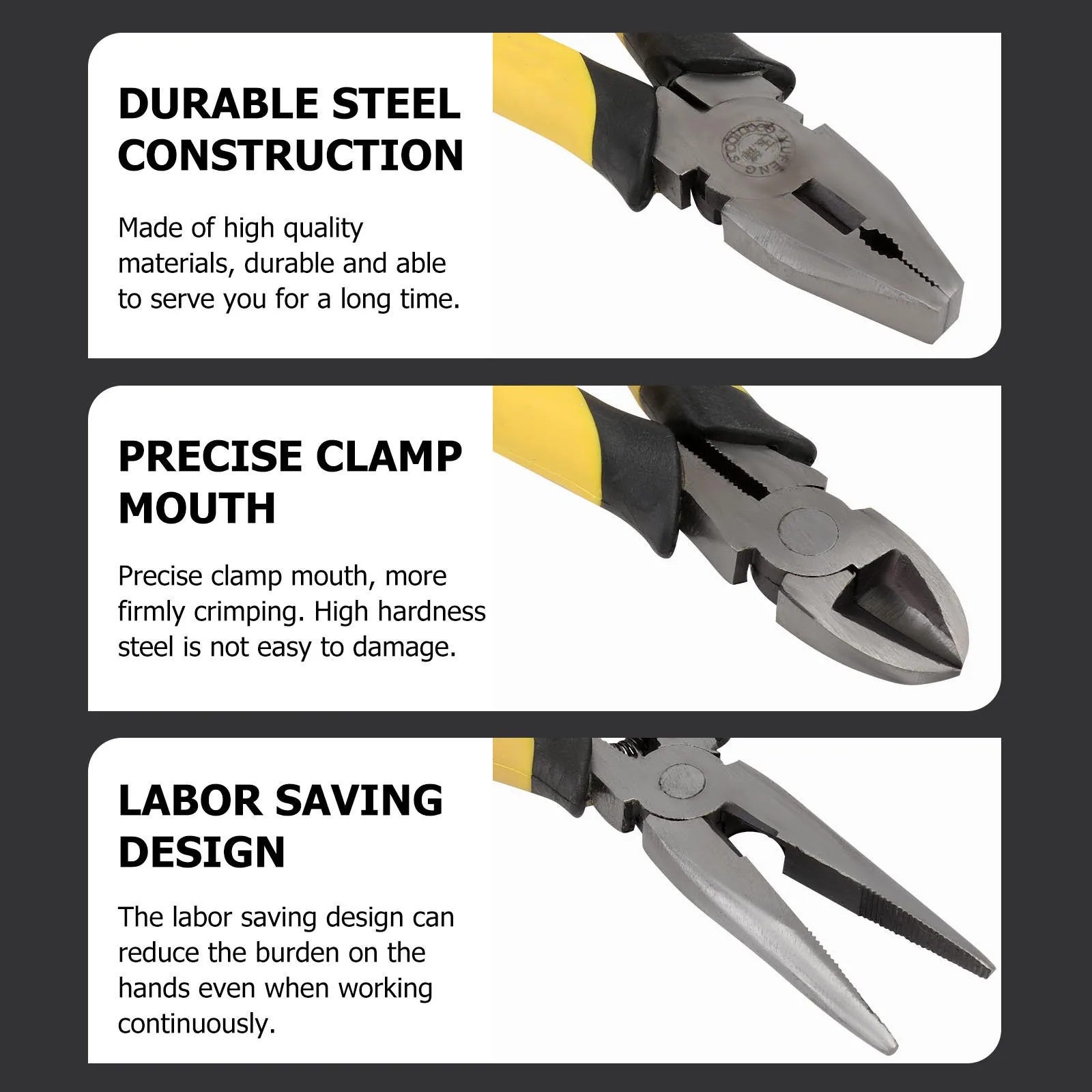 

3Pcs Electrician Plier Set Durable Steel Multi-Purpose Wire Stripping Cutting Tool Ergonomic Design Labor-Saving