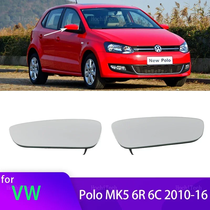 Hochwertiger linker oder rechter Auto-Spiegel, beheizter Seitenspiegelglas-Rückspiegelobjektiv für Volkswagen VW Polo 5 MK5 6R 6C 2010–2016