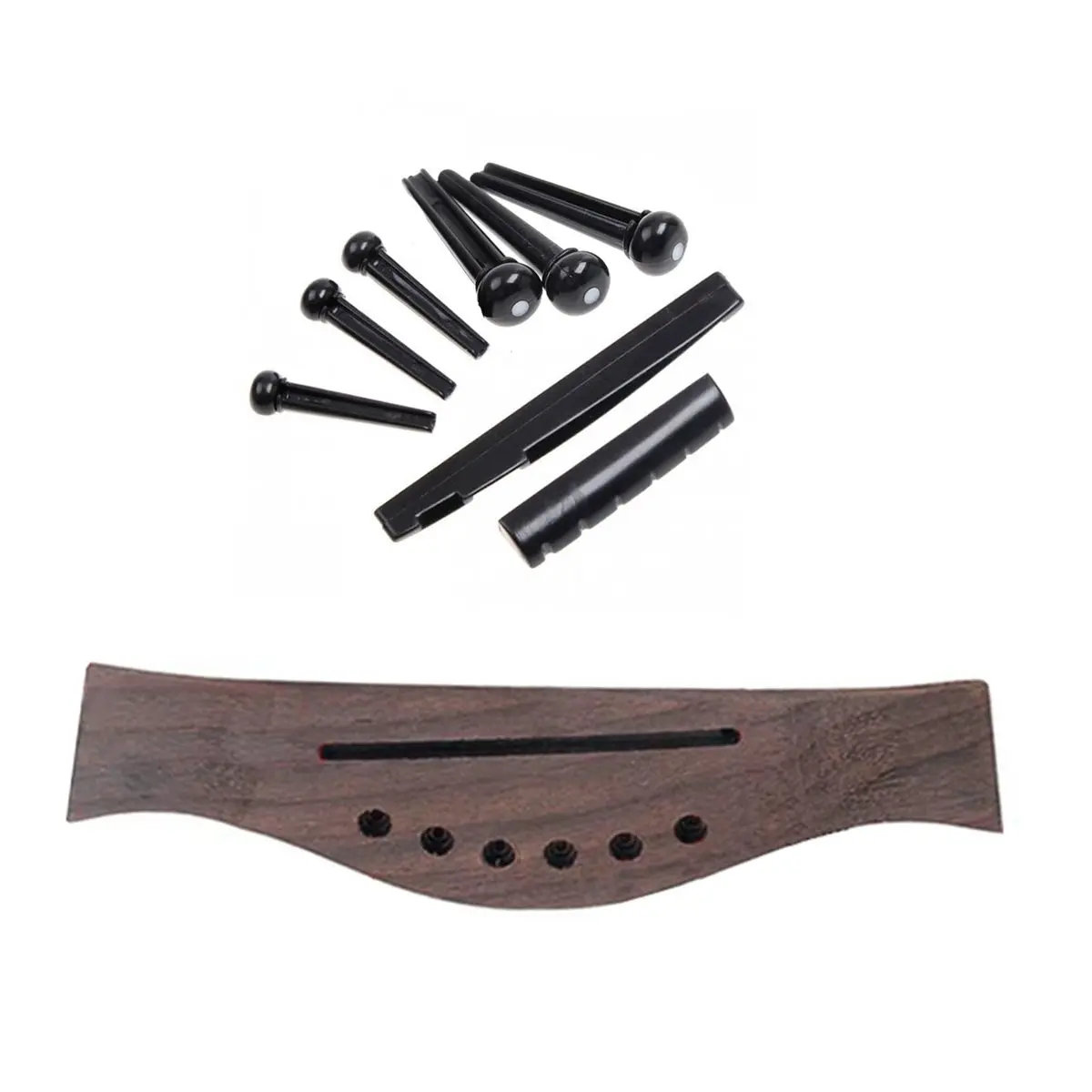 ABST 6 String Guitar Bridge Saddle Nut Pins Replacement Parts Set for Acoustic Folk Guitar