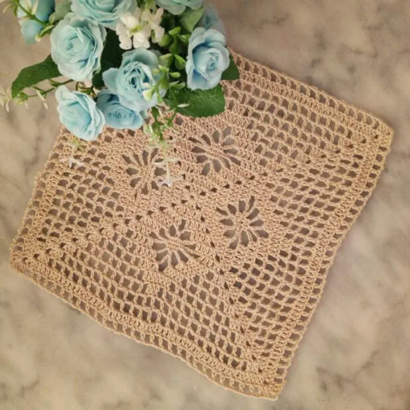 Handmade cotton placemat tea coaster kitchen Christmas flower Crochet table place mat cloth Table decoration and accessories